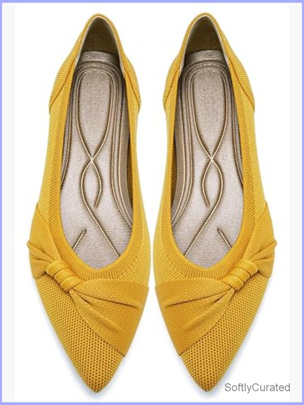 Pointed Toe Ballet Flats Knit Material Comfortable Work Office Casual